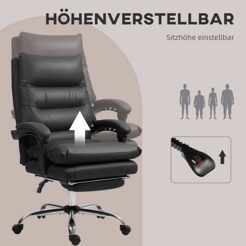 Fauteuil De Bureau Ergonomique Avec Massage, Chauffage Et Fonction Inclinable, Noir