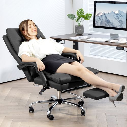 Fauteuil De Bureau Ergonomique Avec Massage, Chauffage Et Fonction Inclinable, Noir