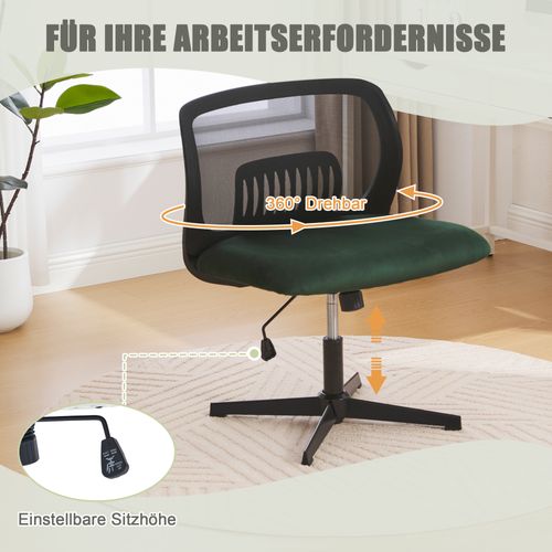 Fauteuil Sans Accoudoirs Large Et Ergonomique, Pivotant 360°, Réglable En Hauteur, Vert