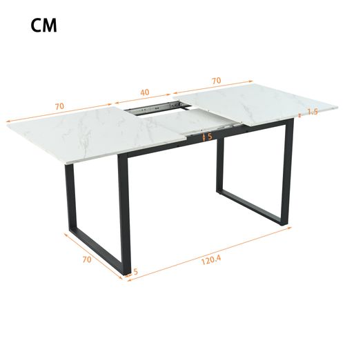 Table Extensible 140/180x80 Cm Blanche Avec 8 Chaises En Velours Gris Foncé