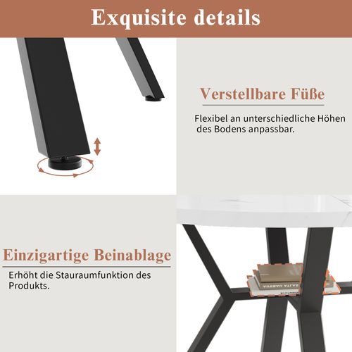 Ensemble table ronde et 4 chaises en marbre et velours, moderne, 5 pièces, pieds En métal noir