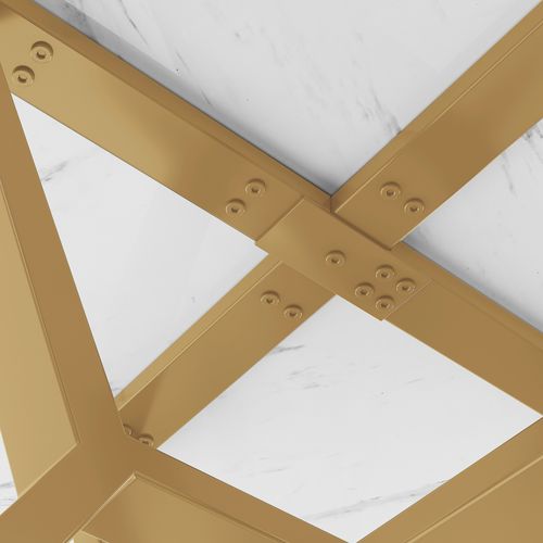 Table Ronde Effet Marbre Et 4 Chaises En Suédine Noire Moderne, Pieds En Métal Doré