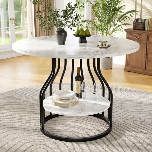 Table Ronde Ø80 Cm Avec 4 Chaises En Velours Gris, Ensemble Cuisine 5 Pièces