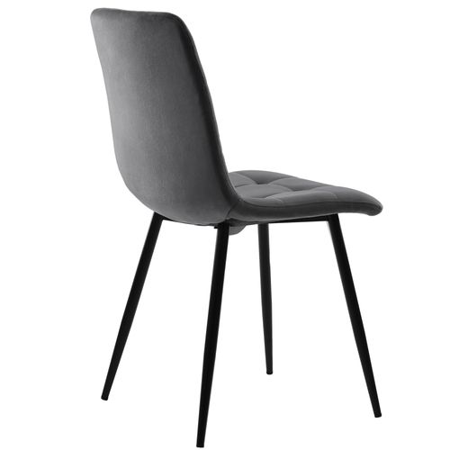 Table Ronde Ø80 Cm Avec 4 Chaises En Velours Gris, Ensemble Cuisine 5 Pièces