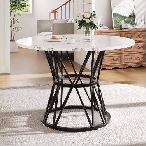 Ensemble Table Ronde Ø100 Cm Et 4 Chaises En Velours Gris, Pieds Métal Noir