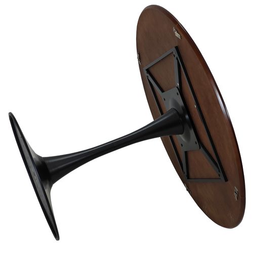 Ensemble Table Tulipe Ronde Marron De 120 Cm Avec 4 Chaises Grise, Salle à Manger