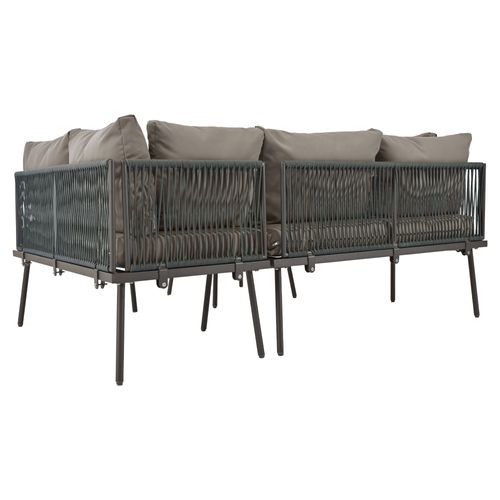 Salon De Jardin 8 Places En Fer Galvanisé Avec Coussins Et Tables En Verre Gris