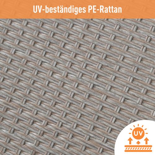 Salon De Jardin En Résine Tressée Avec Table En Verre Et Coussins Déhoussables, Kaki