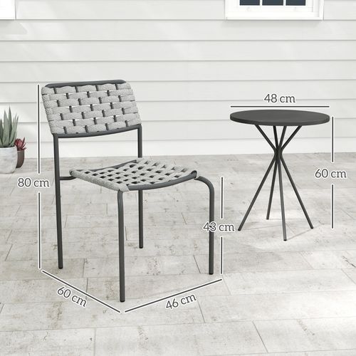 Ensemble Lounge 3 Pièces En Rotin Synthétique Pour 2 Personnes, Balcon Et Jardin, Gris