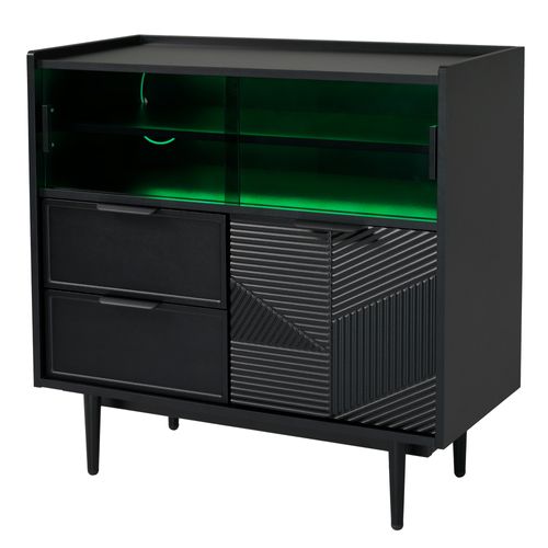 Armoire De Bureau 80 Cm Avec Porte Vitrée Et Éclairage LED Multicolore