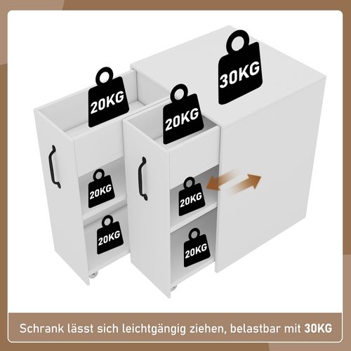 Caisson à Roulettes 52x50x75 Cm Avec Tiroirs, Étagères Et Structure Réversible