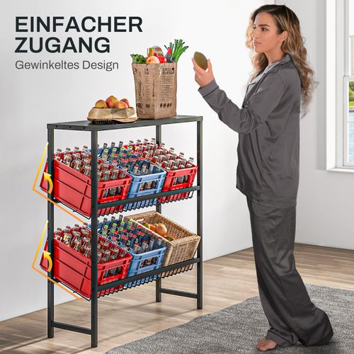 Étagère à Caisses De Boissons Autoportante 3 Niveaux Réglables 103x33x113,5 Cm Acier Noir