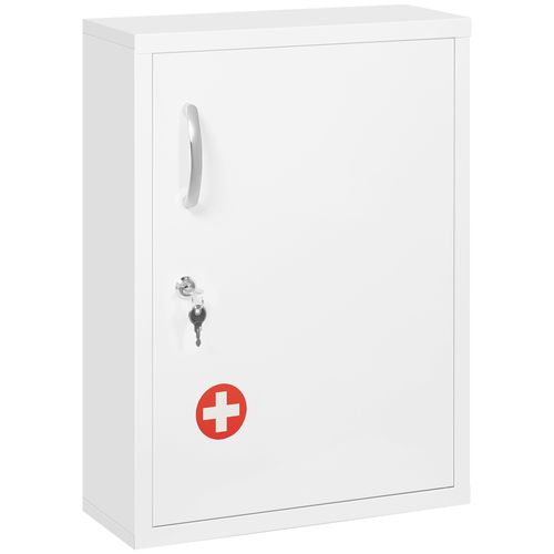 Armoire à Pharmacie Murale Verrouillable En Acier Blanc 40x15x53,5 Cm