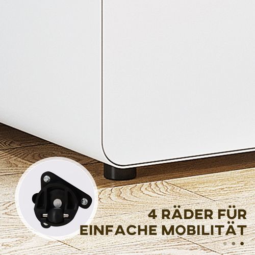 Caisson Roulant Blanc En Acier Avec 3 Tiroirs Sécurisés, 39x48x59 Cm