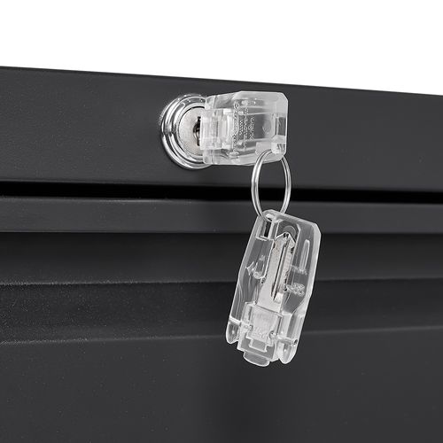 Armoire à Dossiers Latéraux 2 Tiroirs En Métal Avec Serrure – Noir