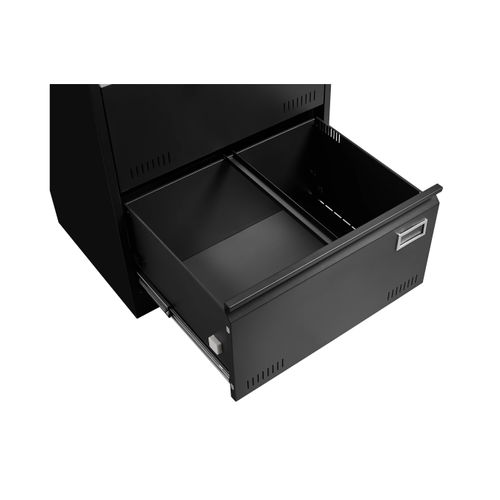 Armoire à Dossiers Latéraux 2 Tiroirs En Métal Avec Serrure – Noir