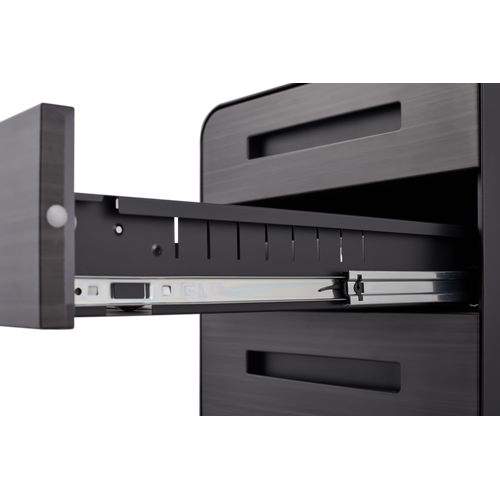 Caisson Mobile 3 Tiroirs En Métal Noir Avec Roulettes Et Serrure