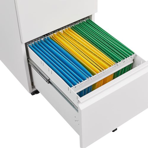 Caisson Mobile 2 Tiroirs En Métal Blanc Avec Serrure, Format Legal/a4