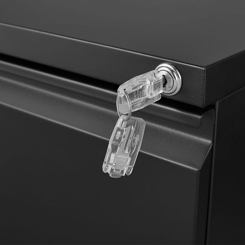 Caisson Mobile 2 Tiroirs En Métal Noir Avec Serrure, Format Legal/a4