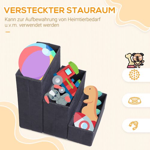 Escalier Pour Animaux Pliable Avec Rangement, 3 Marches, Noir, 40x54x48 Cm