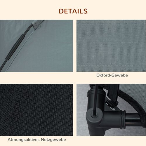 Lit Surélevé Pour Chien Avec Toit Amovible, Tissu Respirant Gris 61x46x62 Cm