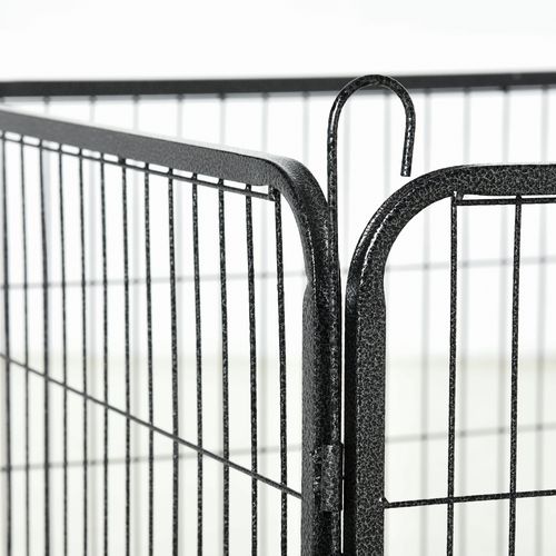Enclos Modulable Pour Chiots Avec 12 Panneaux, Porte, Acier Noir, 60 Cm