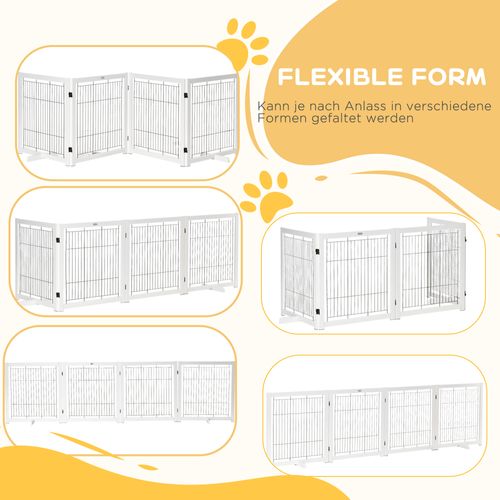 Barrière Extensible 4 Panneaux En Bois Et Acier Pour Chiens, 305 Cm