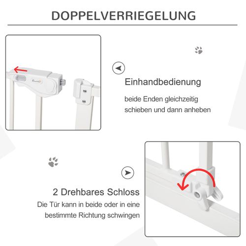 Barrière De Sécurité Extensible Sans Perçage Pour Chien, Métal Blanc 74–147 Cm
