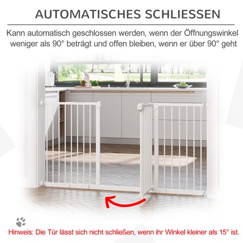 Barrière De Sécurité Extensible Sans Perçage Pour Chien, Métal Blanc 74–147 Cm