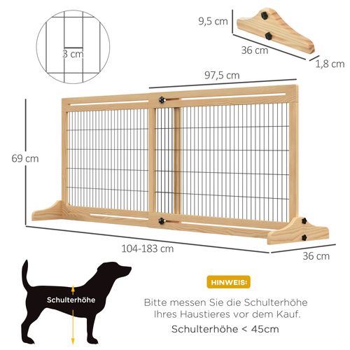 Barrière Pour Chiens Réglable En Bois De Pin, Flexible Et Stable 104-183 Cm