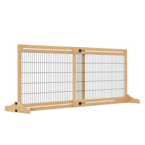 Barrière Pour Chiens Réglable En Bois De Pin, Flexible Et Stable 104-183 Cm
