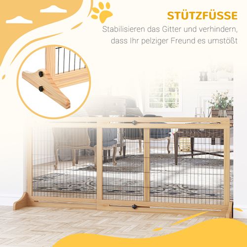 Barrière Pour Chiens Réglable En Bois De Pin, Flexible Et Stable 104-183 Cm