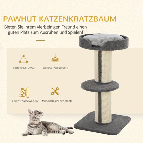 Arbre à Chat Stable Avec Poteaux En Sisal Et Plateforme, Gris, Charge 30 Kg