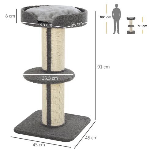 Arbre à Chat Stable Avec Poteaux En Sisal Et Plateforme, Gris, Charge 30 Kg