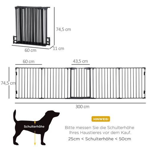 Parc Modulable Pliable 2-en-1 Avec Porte Pour Chiots Petits Et Moyens, Métal Noir