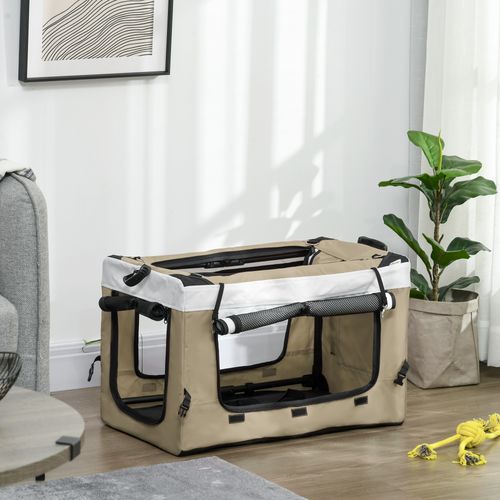 Buggy Pliable Pour Petits Chiens Et Chats, Sac Amovible, 4 Roues Freinées, Khaki