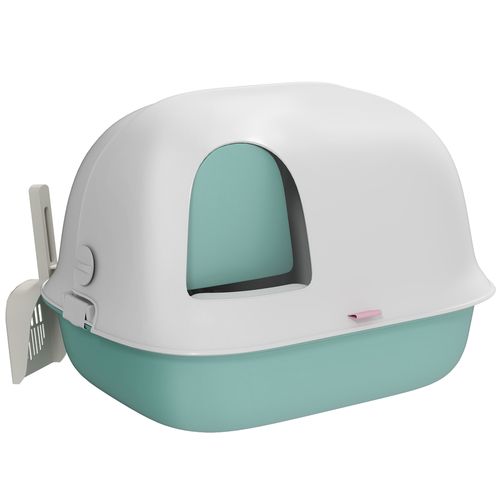 Litière Fermée Pour Chat Avec Couvercle, Tamis Et Pelle, Vert, Pour Chats ≤ 3,5 Kg