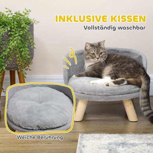 Canapé Pour Chien Et Chat Gris Avec Coussin Lavable Et Pieds Antidérapants