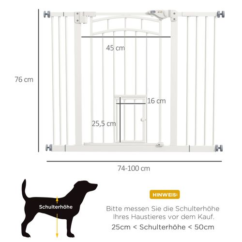 Barrière De Sécurité Pour Chien Avec Chatière, Auto-fermeture, Sans Perçage, 74-100 Cm