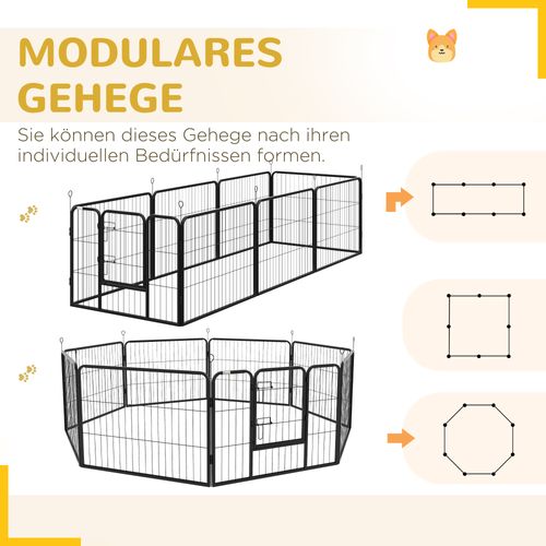 Enclos Pliable Pour Chiots 8 Panneaux Avec Porte 60x80 Cm, Intérieur Et Extérieur