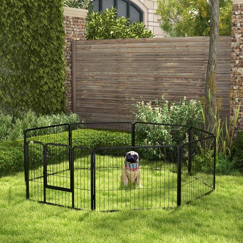 Enclos Pliable Pour Chiots 8 Panneaux Avec Porte 60x80 Cm, Intérieur Et Extérieur