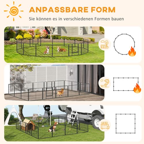 Parc Pour Chiots Modulable 16 Panneaux, 60 Cm, Métal, Intérieur/extérieur