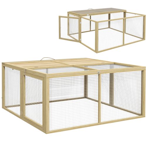 Enclos Pliable Pour Lapins Et Cochons D’inde En Bois, 120x120x57 Cm, Naturel