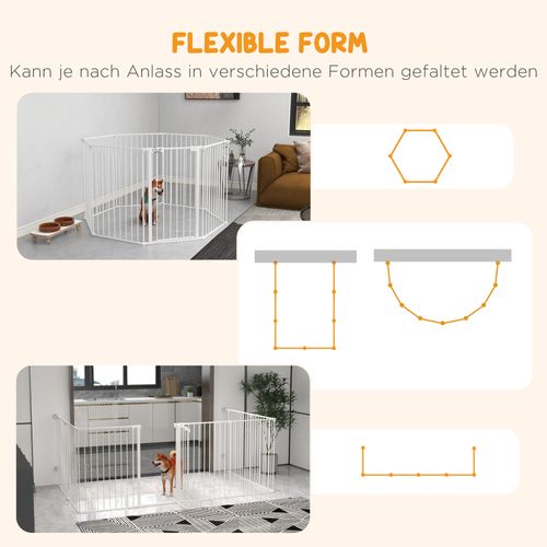 Parc Pour Chiots Pliable 90 Cm, 8 Panneaux Modulables Avec Porte Sécurisée