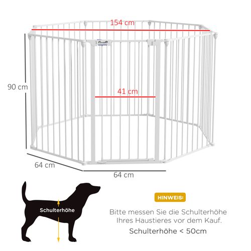 Parc Pour Chiots Pliable 90 Cm, 8 Panneaux Modulables Avec Porte Sécurisée