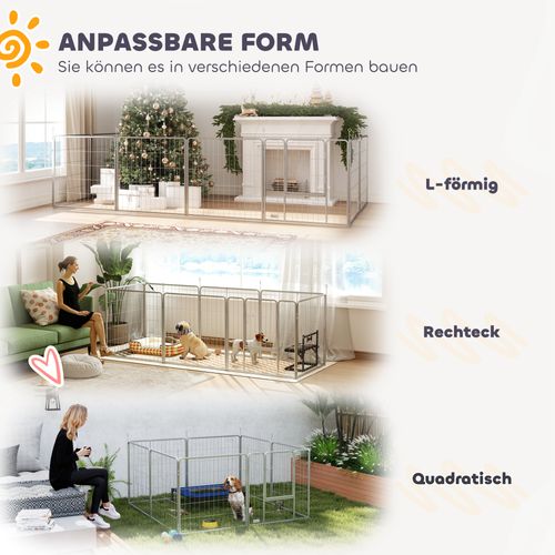 Parc Modulable Pliable Pour Chiots Et Petits Animaux, Acier Inoxydable, 80 Cm Haut