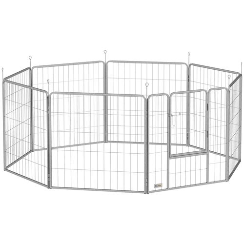 Parc Modulable Pliable Pour Chiots Et Petits Animaux, Acier Inoxydable, 80 Cm Haut