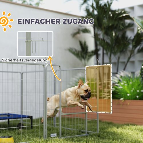 Parc Modulable Pliable Pour Chiots Et Petits Animaux, Acier Inoxydable, 80 Cm Haut