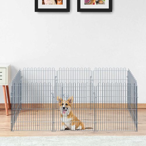 Enclos Modulable Pour Chiots 8 Pièces, 63x76 Cm, Robuste Et Sécurisé