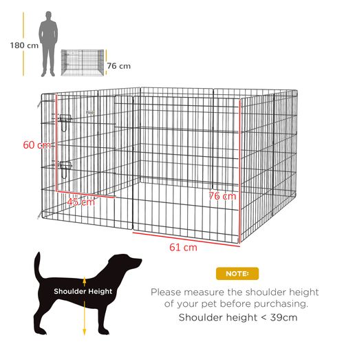 Parc Pour Chiots Modulable 8 Pièces, 76 Cm De Haut, Métal Noir, Pour Chiens Moyens